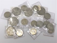 Modern Elizabeth II crowns, George V crown 1935, circa 1970's 10 pence pieces (approx.