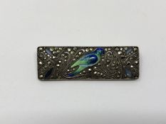 A good quality enamelled silver and marcasite brooch depicting a parakeet