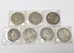 Victorian crowns; 1884, 1889, 1891 (X2), 1893, 1900,