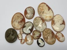 A collection of cameos, antique and later examples.