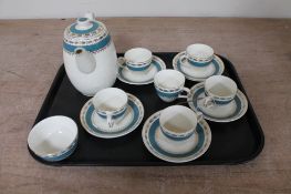 A tray of Crown Ducal gilded tea china