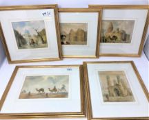 Mukhamed Ulughbek : Camels in a Desert, watercolour, signed, 12 cm x 19 cm,