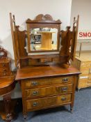 A Victorian walnut and mahogany dressing table