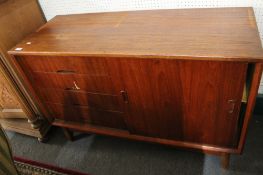 A mid century teak shuttered door cabinet. 120 cm wide x 80 cm height.