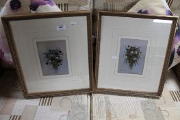 Mary Shaw : Still life with flowers, pair of oils, signed.