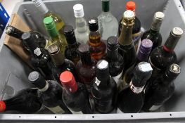 A box of approximately twenty bottles of wine,