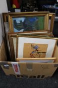 A box of continental pictures and prints