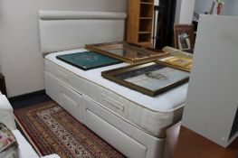 A slumber land memory foam 4'6 divan set with corded headboard