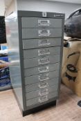 A Bisley ten drawer metal filing chest