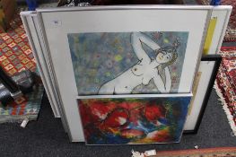 A quantity of continental pictures and prints