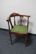 An Edwardian inlaid mahogany corner chair