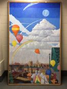 D Wilkinson : A view of Newcastle upon Tyne, acrylic on board,