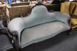 A Victorian mahogany framed settee, width 200 cm, 107 cm height.