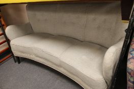 A mid century grey stitched fabric three seater settee CONDITION REPORT: Upholstery