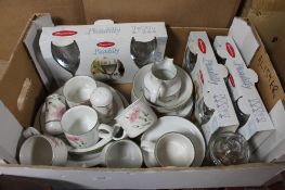 A box of china coffee and dinner ware,