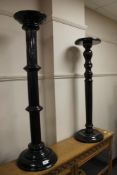 A pair of wooden plant pedestals