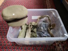 A WW II cap, ration book,