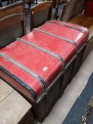 An early twentieth century cane bound shipping trunk