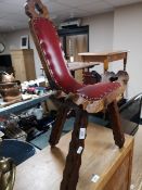 A carved wooden stool