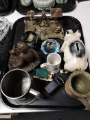 A tray of antique postal scales,