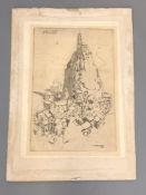 A Tom Gentleman monochrome etching, Rocher St.