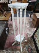 A white painted Edwardian plant stand with marble top