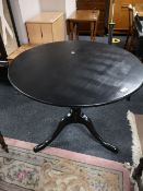 A painted Victorian pedestal tilt topped table