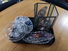 A tray of crystal and glass,