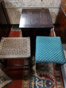 Two footstools together with an Edwardian commode