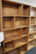 A multi section plywood bookcase CONDITION REPORT: 182cm high by 92cm wide by 25cm