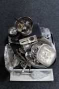 A tray of silver plated wares