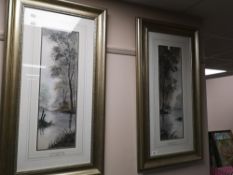 A pair of watercolours by Digby Paige - Peaceful glade and Riverside reflections