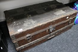 An antique cane bound trunk