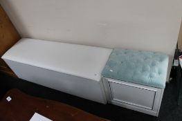 A storage dressing table stool together with a further long blanket box