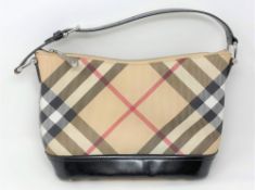 A Burberry Check Leather handbag, with black shoulder strap and zip opening,