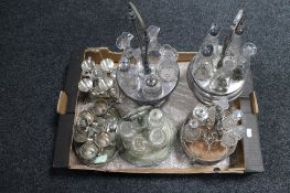 A box containing antique and later cruet sets