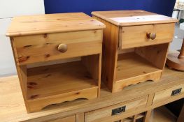 A pair of pine bedside stands