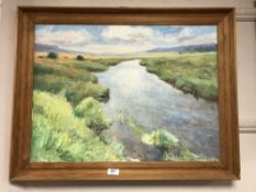 Continental school : oil on canvas depicting marshland