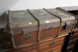 A cane bound vintage trunk