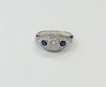 A sterling silver Art Deco style ring,