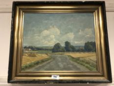 Continental school : oil on canvas depicting a country track