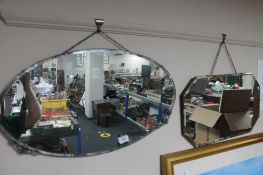Two frameless mirrors