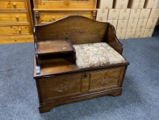 An oak telephone seat