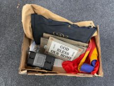 A box of canvas bag, flags,