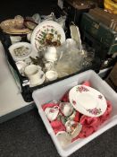 Two boxes of miscellaneous china and glass ware,