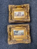 Two French prints in ornate gilt frames