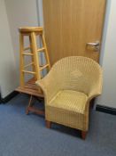 A pine bar stool with revolving top,