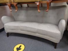 A mid century grey stitched fabric three seater settee CONDITION REPORT: Upholstery