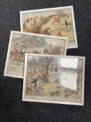 A set of three framed Hugh Thompson hunting prints