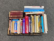 A box of hardback books,